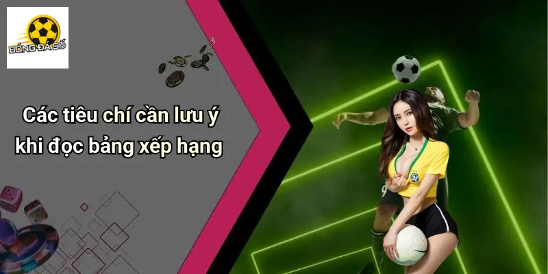Các tiêu chí cần lưu ý khi đọc bảng xếp hạng